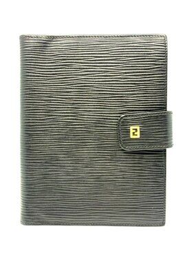Fendi Epi Leather Agenda Pass Port Cover Case Notebook Black